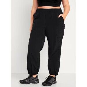 Old Navy Ankle-Zip Cargo Joggers Womens 2X Black Quick Dry Nylon NEW